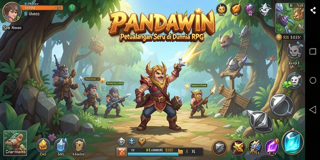 Tangkapan layar gameplay PANDAWIN yang menampilkan pertarungan seru.