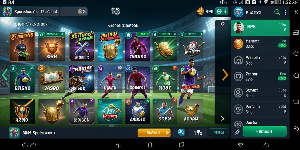 Tampilan gameplay RP8 dengan berbagai pilihan taruhan olahraga.