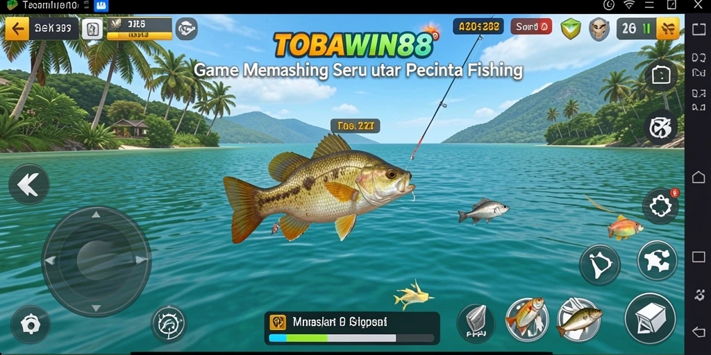 Gameplay TOBAWIN88 yang seru dan menantang saat memancing.